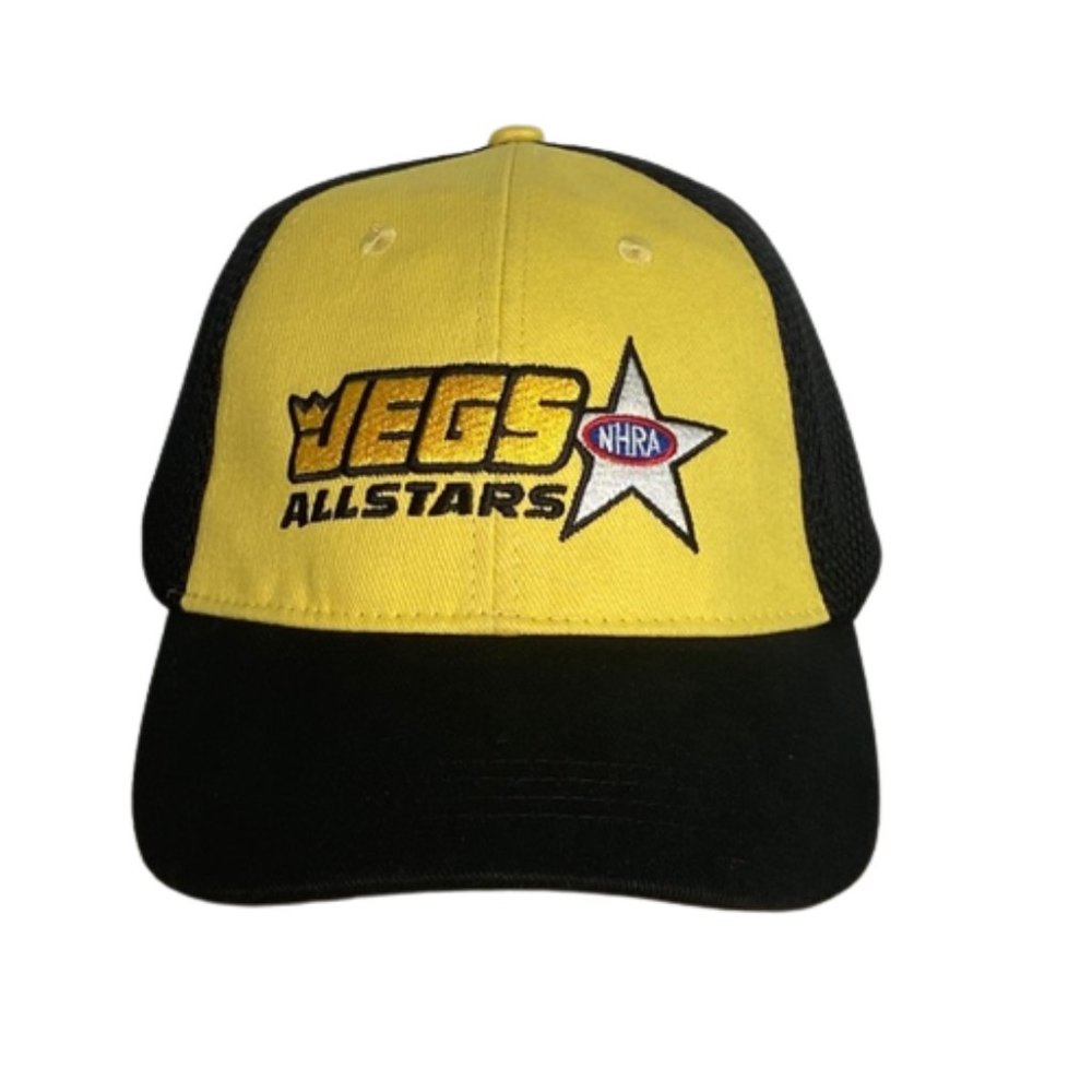 Jegs NHRA Baseball Hat Mens One Size Yellow Black Racing Cap Velcro Strap Back